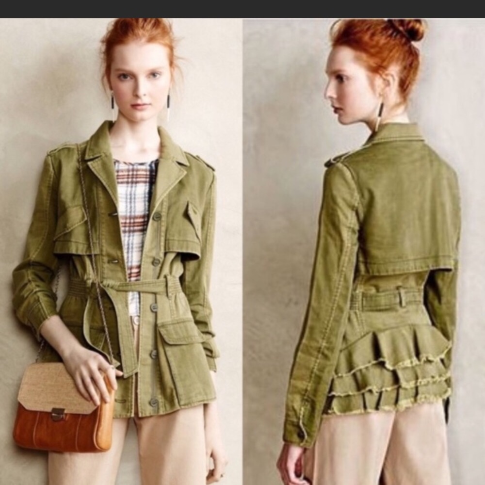 Anthropologie Hei Hei Ruffle Back Anorak Jacket